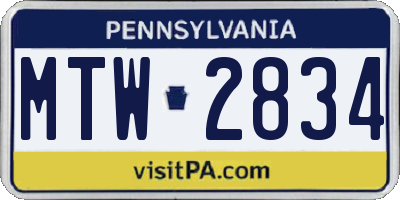 PA license plate MTW2834