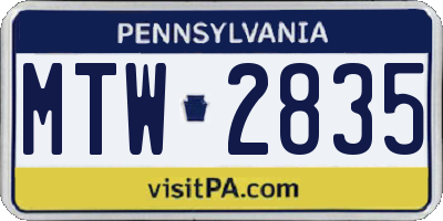 PA license plate MTW2835