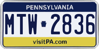 PA license plate MTW2836