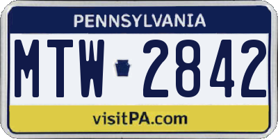 PA license plate MTW2842