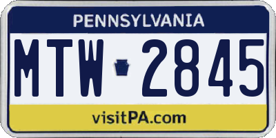 PA license plate MTW2845