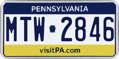 PA license plate MTW2846