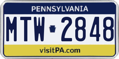 PA license plate MTW2848