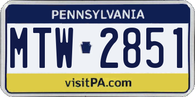PA license plate MTW2851