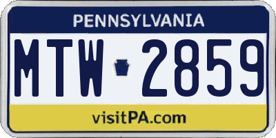 PA license plate MTW2859