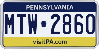 PA license plate MTW2860