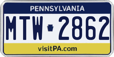PA license plate MTW2862