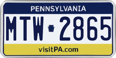PA license plate MTW2865