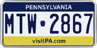 PA license plate MTW2867