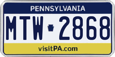 PA license plate MTW2868