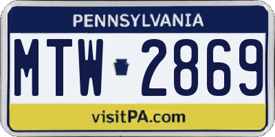 PA license plate MTW2869