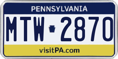 PA license plate MTW2870