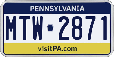 PA license plate MTW2871