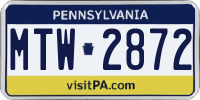 PA license plate MTW2872