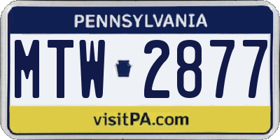 PA license plate MTW2877