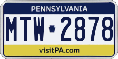 PA license plate MTW2878