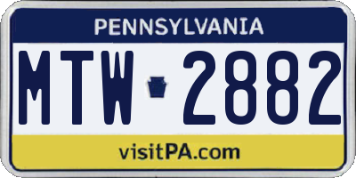 PA license plate MTW2882