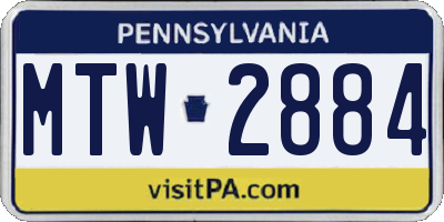 PA license plate MTW2884