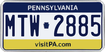 PA license plate MTW2885