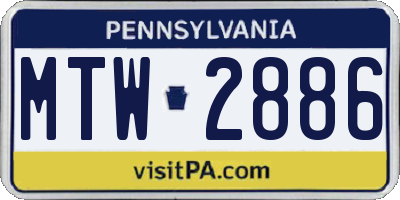 PA license plate MTW2886