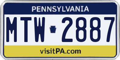PA license plate MTW2887