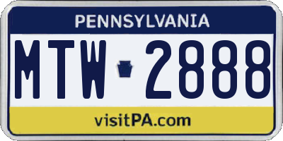 PA license plate MTW2888