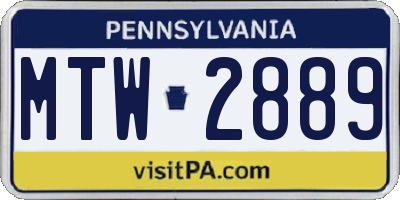 PA license plate MTW2889