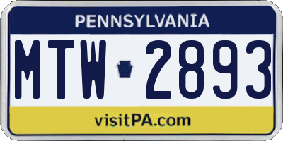 PA license plate MTW2893
