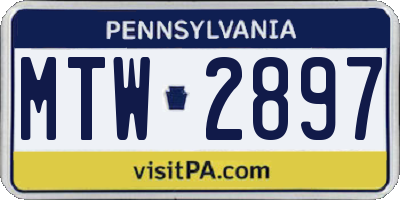 PA license plate MTW2897