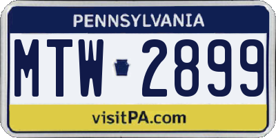 PA license plate MTW2899