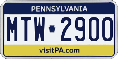 PA license plate MTW2900