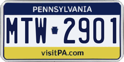 PA license plate MTW2901
