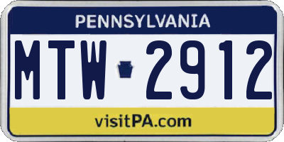 PA license plate MTW2912
