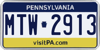 PA license plate MTW2913