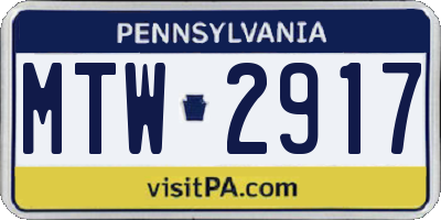 PA license plate MTW2917