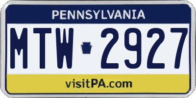 PA license plate MTW2927