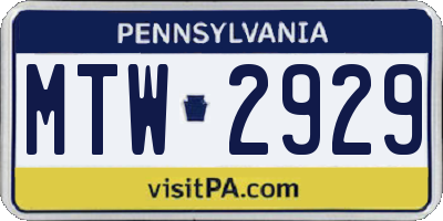 PA license plate MTW2929