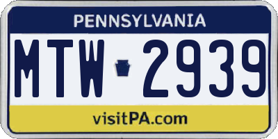 PA license plate MTW2939