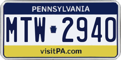 PA license plate MTW2940