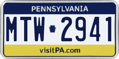 PA license plate MTW2941