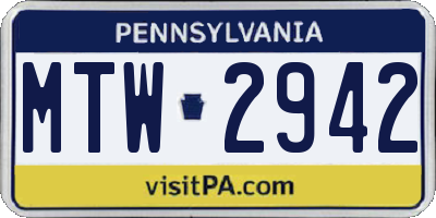 PA license plate MTW2942