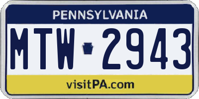 PA license plate MTW2943