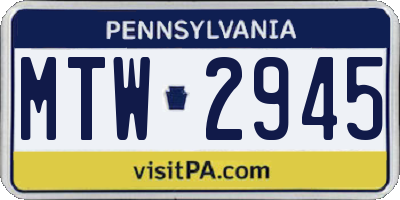 PA license plate MTW2945
