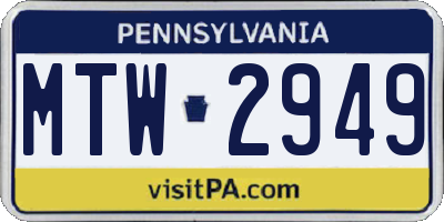 PA license plate MTW2949