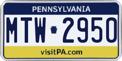 PA license plate MTW2950