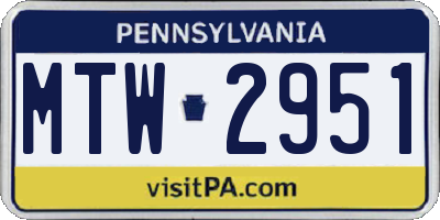 PA license plate MTW2951