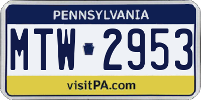 PA license plate MTW2953