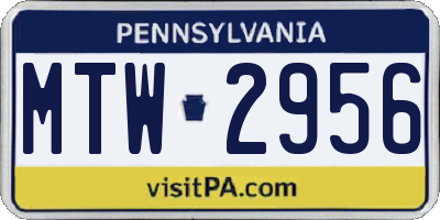 PA license plate MTW2956