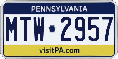 PA license plate MTW2957