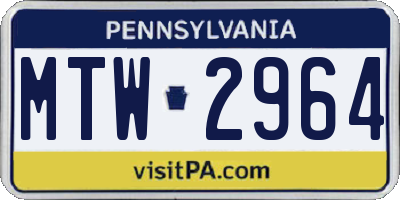 PA license plate MTW2964
